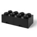 LEGO Storage Brick Drawer 8 - stor oppbevaringskloss med 2 skuffer - 50 x 25 cm - black