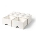 LEGO Storage Brick Drawer 8 - stor oppbevaringskloss med 2 skuffer - 50 x 25 cm - white