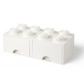LEGO Storage Brick Drawer 8 - stor opbevaringsklods med 2 skuffer - 50 x 25 cm - white