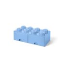 LEGO Storage Brick Drawer 8 - stor opbevaringsklods med 2 skuffer - 50 x 25 cm - Light Royal Blue