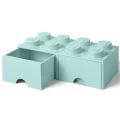 LEGO Storage Brick Drawer 8 - stor förvaringskloss med 2 lådor - 50 x 25 cm - aqua 
