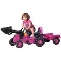 Rolly Toys tramptraktor med släpvagn - rosa