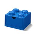  LEGO Storage Desk Drawer 4 bricks - förvaring med 1 låda - 16 x 16 cm - bright blue
