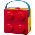 LEGO Storage matboks med håndtak - stor LEGO kloss med 4 knotter - bright red