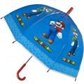 Super Mario blå paraply med Mario og Luigi motiv - 69 cm