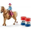 Schleich Tøndeløb med Cowgirl - western figursæt med hest og tønder