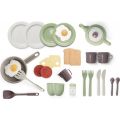 Dantoy Green Garden legetøjsservice - Morgenmadssæt i svanemærket plast - med spiseudstyr, redskaber og legemad 