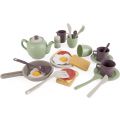 Dantoy Green Garden legetøjsservice - Morgenmadssæt i svanemærket plast - med spiseudstyr, redskaber og legemad 