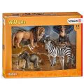 Schleich Wild Life startsæt med 4 figurer 42387 - løve, abe, elefant og zebra