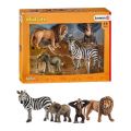 Schleich Wild Life startsett med 4 figurer 42387 - løve, apekatt, elefant og sebra