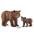 Schleich Wild Life Grizzlybjørn mor med unge 42473 - figursett med 2 bjørner