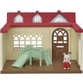 Sylvanian Families Sweet Raspberry hus med ett rom og terrasse - 1 Chocolate kaninbaby inkludert