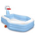 Intex Swim Center Shooting Hoops Pool - oppblåsbart basseng med basketball og basketballkurv - 628 liter