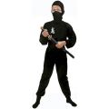 Svart Ninja kostyme 5-7 år - genser med hette, bukse og maske 