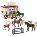 Schleich Horse Club Hemlig träning med caravan - leksats med hästvagn, fyra hästar och tillbehör