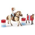 Schleich Horse Club western ridesett med hest og rytter 72157 - med hinder, tønner og føll inkludert