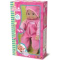 Minikiss docka med ljud - med rosa pyjamas och mössa - 30 cm