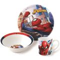 SpiderMan servise - frokostsett i keramikk - tallerken, skål og kopp