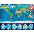 Educa Pussel 1000 bitar - World Map, Neon - världskarta