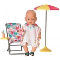 BABY Born Holiday solstol med parasoll - lekesett til dukke 43 cm