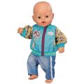 BABY Born antrekk - blå bukser og turkis jakke med print til dukke 43 cm