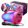 PartyFun Lights Karaoke Party Speaker - rosa högtalare med mikrofon och RGB ljuseffekter