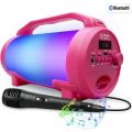 PartyFun Lights Karaoke Party Speaker - rosa høyttaler med mikrofon og RGB lyseffekter