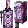 PartyFun Lights Karaoke Party Speaker - høyttaler med mikrofon og telefonstativ - rosa