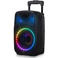 PartyFun Lights Karaoke Party Speaker - LED-högtalare med hjul och trådlös mikrofon - 50 cm