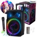 PartyFun Lights Karaoke Party Speaker - LED-högtalare med hjul och trådlös mikrofon - 61 cm