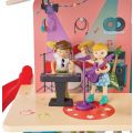 Hape Musical Doll House - dukkehus med 2 etasjer og 4 rom - med interaktive punkter for lys og lyd