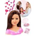 Charlene Super Model sminkedukke med brunt hår - frisørhoved med stylingtilbehør - 27 cm