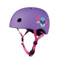 Micro PC Floral Purple Hjelm S - (48-52cm) - justerbar sykkelhjelm, lilla med LED-lys