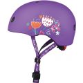 Micro PC Floral Purple Hjelm M - (52-56cm) - justerbar cykelhjelm, lilla med LED-lys