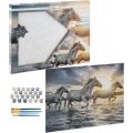 Nassau Fine Art Paint by number pysselpaket med duk och akrylfärg - hästar 40x50 cm