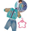 BABY Born outfit - blå bukser og turkis jakke med print til dukke 43 cm
