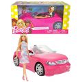 Barbie docka med rosa cabriolet bil