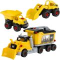 CAT Screw Truck 4-i-1 lekesett og byggesett - lastebil med dumper, gravemaskin, verktøyskasse og kran - 96 deler - fra 3 år