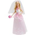  Barbie brud - docka med vit och rosa brudklänning med slöja och brudbukett