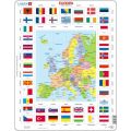 Pussel Maxi - karta över Europa med flaggor