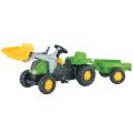 Rolly Toys rollyKid: Grøn traktor med frontlæsser og anhænger