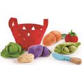 Hape Tygkasse med grönsaker - leksaksmat i filt - 6 delar