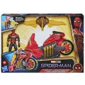SpiderMan No Way Home Jet Web Cycle - motorcykel og SpiderMan-figur med vinger - 15 cm