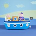Peppa Gris Grandpa Pig's Cabin Boat - lekesett med Bestefar Gris' båt som kan åpnes og 2 figurer - 30 cm