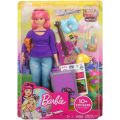 Barbie Daisy curvy docka som reser med katt, bagage, gitarr och resetillbehör