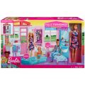 Barbie Fold and Go dockskåp med docka, möbler och 4 lekområden - 60 cm