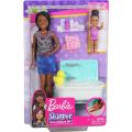 Barbie Skipper Babysitters Badetid lekesett - badekar og to dukker med mørkt hår