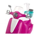 Barbie og  scooter - dukke med hjelm og rosa moped - 30 cm