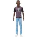 Barbie Fashionistas #130 - mørk Ken dukke med rastafletter, t-skjorte og jeans