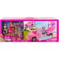 Barbie Party Limousin med Barbie og hennes 3 søstre - rosa bil og 4 dukker - 61 cm